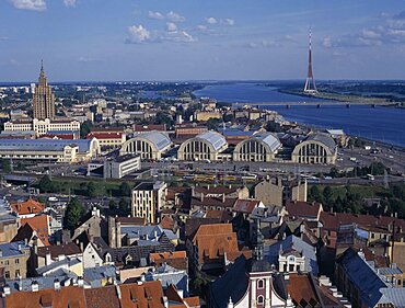 LATVIA  Riga City skyline and the Daugava River.  Baltic European Latvian Latvija Northern Europe