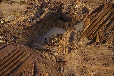 BRAZIL Mato Grosso Peixoto de Azevedo A garimpo gold mine on former Panara territory  showing garimpeiro gold workings deforestation and serious pollution of whole environment