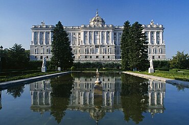 Palacio Real or Royal Palace, West wing seen from the Jardines de Sabatini, Madrid, Madrid State, Spain