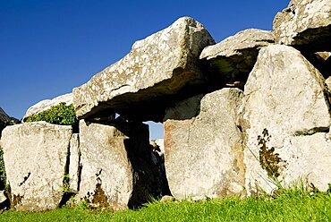 Dating from the Neolithic Period 4000-2500 BC this site is one of the finest examples of a Court Cairn in Ireland, It has a cairn entrance passage an oval court and a double chamber gallery, Creevy Keel, County Sligo, Republic of Ireland