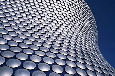 Exterior detail of the spun aluminium discs of the Selfridges Store at The Bullring Shopping Centre, Birmingham, England, United Kingdom, Europe