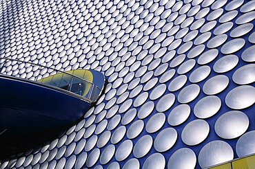 Exterior detail of the spun aluminium discs of the Selfridges Store at The Bullring Shopping Centre, Birmingham, England, United Kingdom, Europe