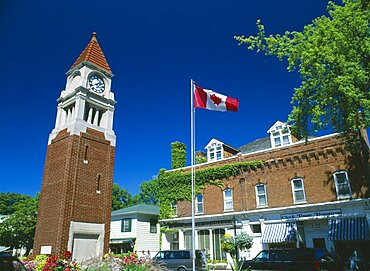 CANADA Ontario  Niagara on the Lake Queen Street Clock Tower & Flag