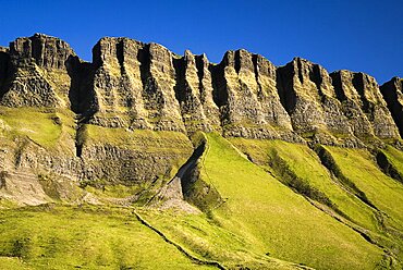 IRELAND, County Sligo, Ben Bulben Mountain, Close up of some of the mountains crevices