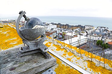 Climate, Weather, Measurements, Campbell?Stokes sunshine recorder or Stokes sphere on the top of the tallest building in Bognor Regis used by weather observers to monitor the hours of sunshine.