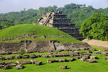 El Tajin archaeological site Pyramide de los Nichos and the Juegos de Pelota Norte, Papantla, Veracruz, Mexico