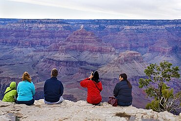 Group of people observing the South Rim viewed from Yavapai Point, Grand Canyon , Arizona, United States of America