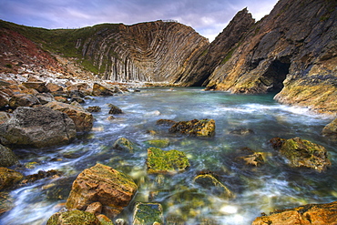 Incredible geology at Stair Hole near to Lulworth Cove on the Jurassic Coast, UNESCO World Heritage Site, Dorset, England, United Kingdom, Europe