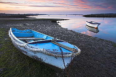 Smalls boat in Poole Harbour at dawn, Dorset, England, United Kingdom, Europe