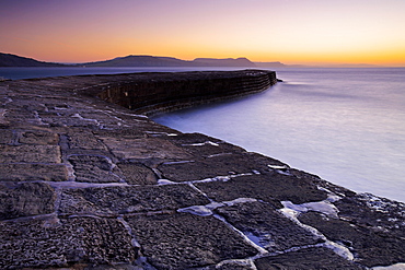 The Cobb at sunrise, Lyme Regis, Dorset, England, United Kingdom, Europe