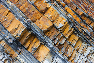 Rock strata in the cliffs at Sandymouth, Cornwall, England, United Kingdom, Europe