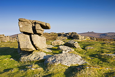 Granite outcrops on Hayne Down in Dartmoor National Park, Devon, England, United Kingdom, Europe