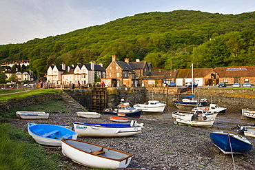 Low tide at Porlock Weir in Exmoor National Park, Somerset, England, United Kingdom, Europe