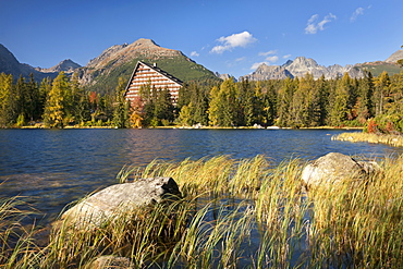 Hotel on Strbske Pleso Lake in the High Tatras, Slovakia, Europe