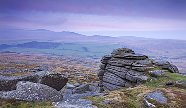 View towards High Willhays from Belstone Tor, Dartmoor, Devon, England, United Kingdom, Europe