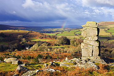 Bowerman's Nose on Hayne Down, overlooking rolling countryside, Dartmoor National Park, Devon, England, United Kingdom, Europe