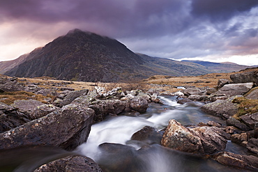 Rocky river flowing through mountains, Snowdonia National Park, Wales, United Kingdom, Europe