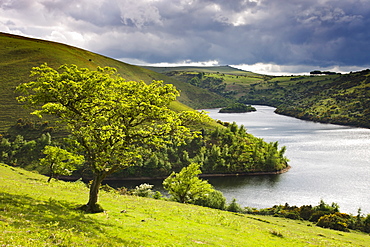 Stormy spring afternoon overlooking Meldon Reservoir in Dartmoor National Park, Devon, England, United Kingdom, Europe