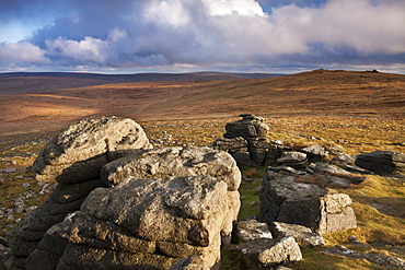 High Willhays, the highest summit in Southern Britain, viewed from Yes Tor, Dartmoor National Park, Devon, England, United Kingdom, Europe