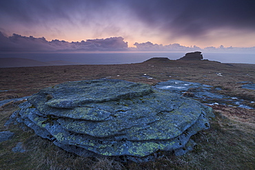 High Willhays at twilight, the highest point in Dartmoor and Southern Britain, Dartmoor National Park, Devon, England, United Kingdom, Europe