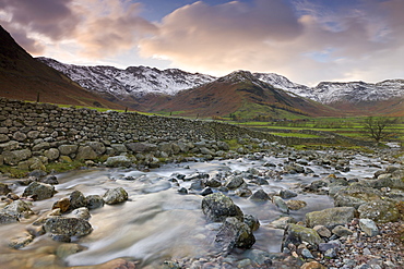 Redacre Gill tumbling down a rocky hillside in the Great Langdale Valley, Lake District National Park, Cumbria, England, United Kingdom, Europe