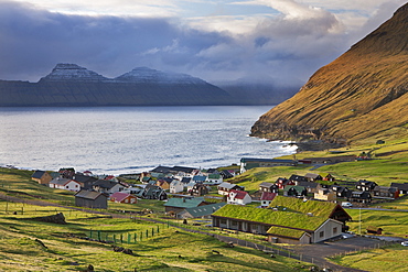 Picturesque village of Gjogv on the island of Eysturoy, Faroe Islands, Denmark, Europe