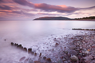 Sunset over Porlock Beach, Exmoor National Park, Somerset, England, United Kingdom, Europe 