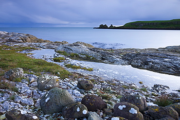 Rocky coastline near Portmuck on Islandmagee, County Antrim, Ulster, Northern Ireland, United Kingdom, Europe