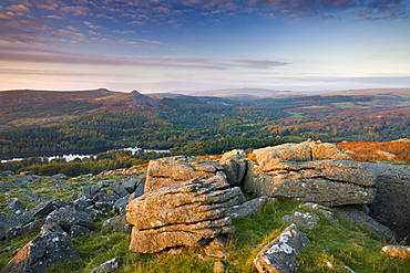 Burrator, Leather Tor and Sharpitor viewed from Sheepstor, Dartmoor National Park, Devon, England, United Kingdom, Europe