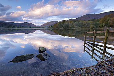 Sunset above Grasmere in autumn, Lake District National Park, Cumbria, England, United Kingdom, Europe 