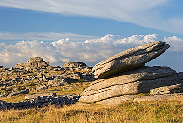 Granite outcrops at Higher Tor in Dartmoor National Park, Devon, England, United Kingdom, Europe 