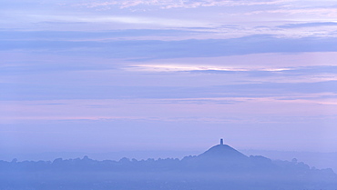 Glastonbury Tor on a misty summer morning, Somerset, England, United Kingdom, Europe 