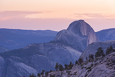 Twilight over Half Dome, Yosemite National Park, UNESCO World Heritage Site, California, United States of America, North America