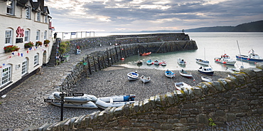 Clovelly harbour at dawn, North Devon, England, United Kingdom, Europe