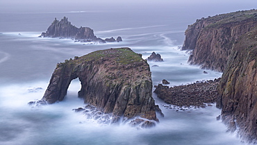 Dramatic cliffs at Land's End in Cornwall, England, United Kingdom, Europe