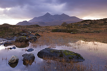 The Cuillin mountains from Glen Sligachan, Isle of Skye, Inner Hebrides, Scotland, United Kingdom, Europe