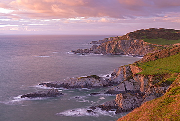 Glorious evening light on the North Devon coast near Ilfracombe, England, United Kingdom, Europe