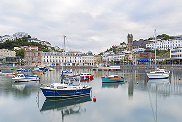 Boats moored in the harbour at Torquay, South Devon, England, United Kingdom, Europe