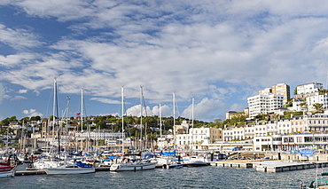 Yachts moored in Torquay marina, South Devon, England, United Kingdom, Europe