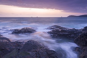 Twilight over the Cornish Coast near Trevose Head, Cornwall, England, United Kingdom, Europe