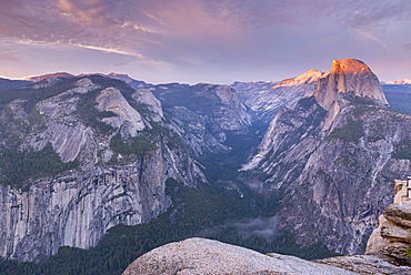 Last light on Half Dome above Yosemite Valley, Yosemite National Park, UNESCO World Heritage Site, California, United States of America, North America