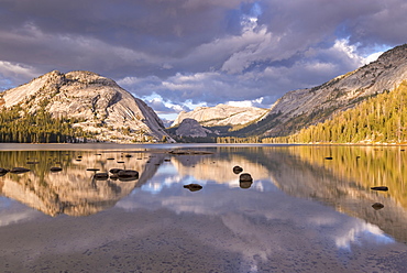 Granite mountains reflected in Tenaya Lake, Yosemite National Park, UNESCO World Heritage Site, California, United States of America, North America