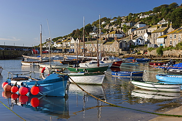 Boats in Mousehole harbour, Cornwall, England, United Kingdom, Europe