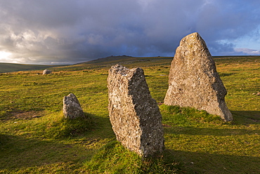 Megalithic standing stones at Merrivale, Dartmoor National Park, Devon, England, United Kingdom, Europe