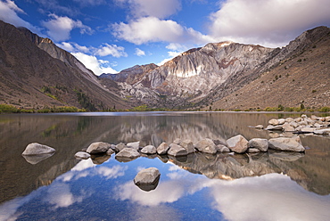 Mountain reflections in Convict Lake in the Eastern Sierras, California, United States of America, North America