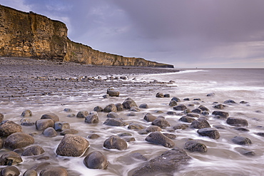 Rocks, ledges and distinctive cliffs at Llantwit Major Beach on the Glamorgan Heritage Coast, Wales, United Kingdom, Europe