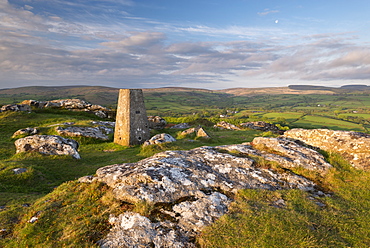 Trig Point on Meldon Hill in Dartmoor National Park, Devon, England, United Kingdom, Europe