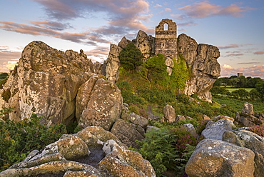 Historic chapel ruins on the Roche in Cornwall, England, United Kingdom, Europe