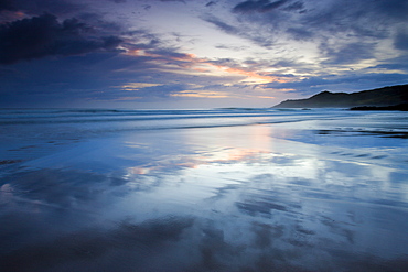 Twilight off Combesgate Beach, Devon, England, United Kingdom, Europe