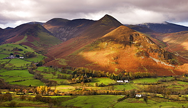 Newlands Valley and Causey Pike in autumn, Lake District National Park, Cumbria, England, United Kingdom, Europe